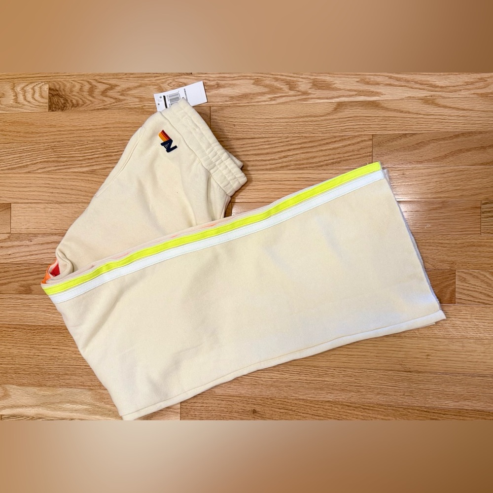 NWTA Aviator Nation Cream Lounge Pants with Neon Stripes- Medium - Picture 8 of 16